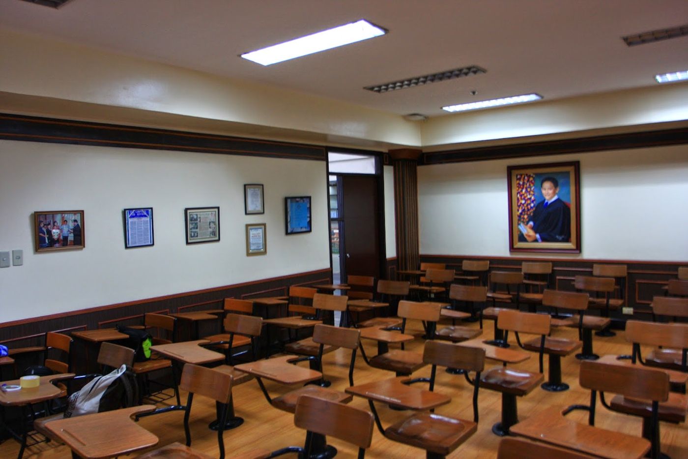 The Rosales Room classroom with his portrait on the wall